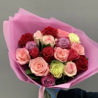 Mono-bouquet of assorted roses